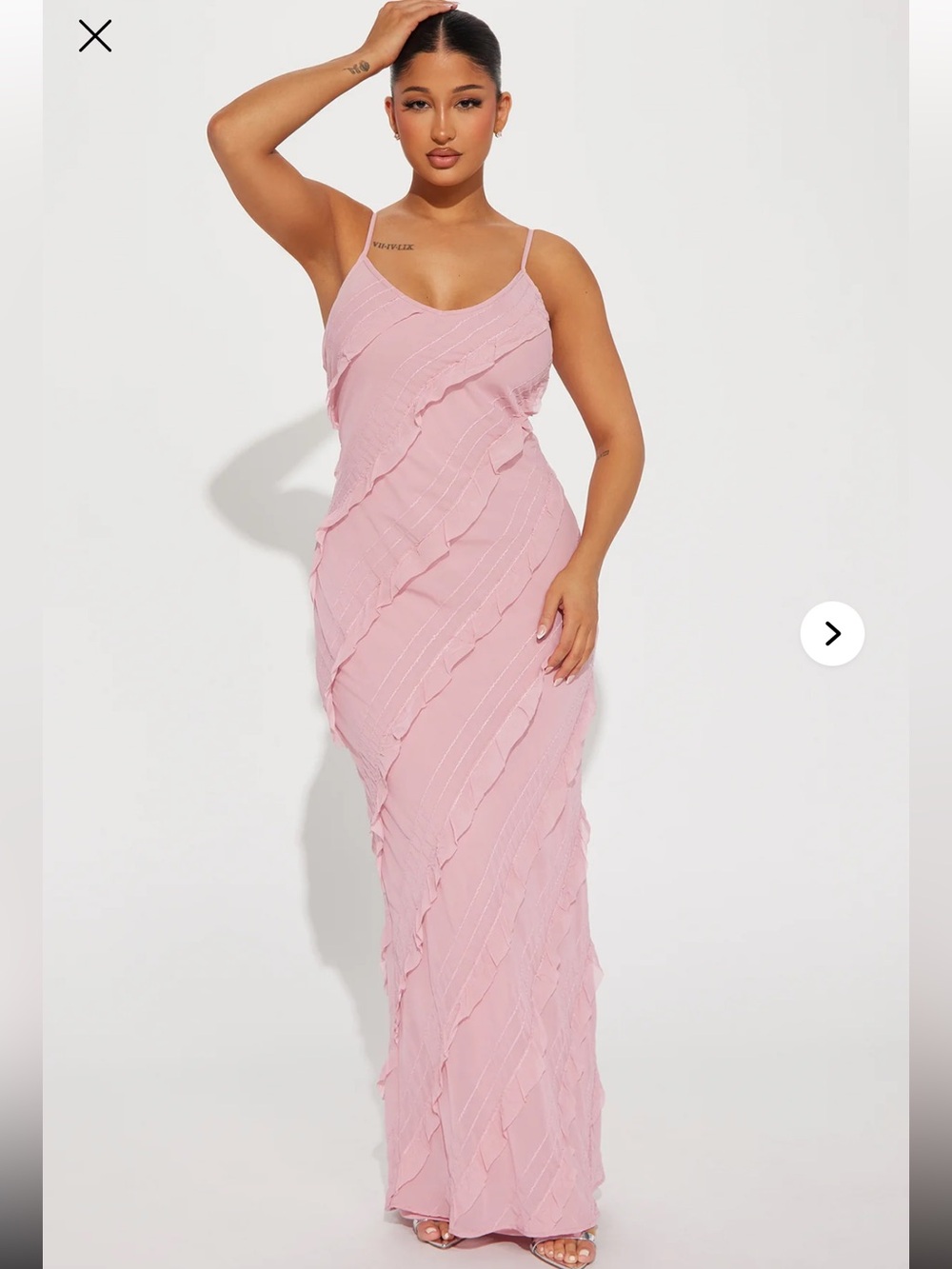 NWT Fashion Nova Plus size (3X) Blush Pink Ruffle Maxi Dress